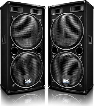 Seismic Audio - Pair of Dual 15" PA DJ SPEAKERS 1000 Watts PRO AUDIO - Band, Bar, Wedding, Church