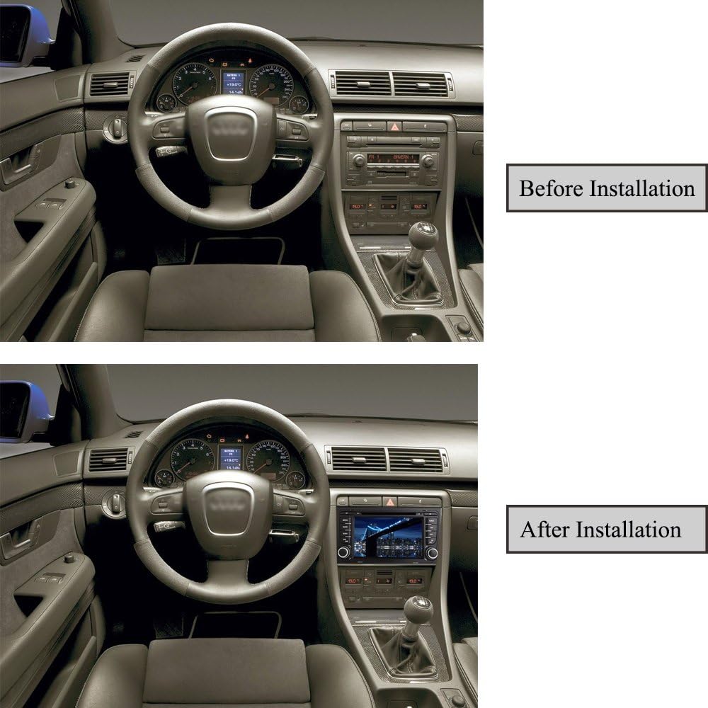 Android 7.1 Car Stereo 7" in Dash Autoradio 2 Din Head Unit RAM 2G GPS Navigation with DVD Player for Audi A4 2002-2008 Support Steering Wheel Control, Bluetooth (with DVR)