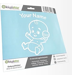 Pegatina para bebé con sonajero, 25 colores, con texto personalizado, 20 cm