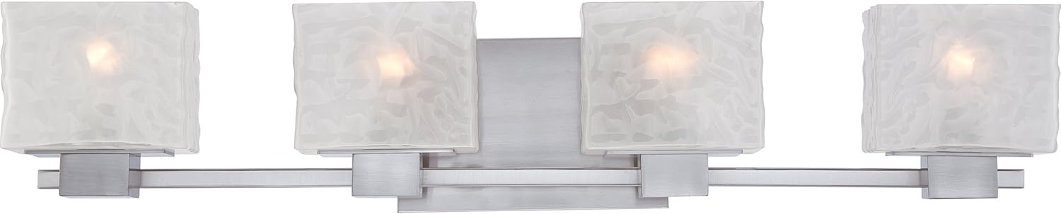 Quoizel Melody 3-Light Brushed Nickel Vanity Light with White Sandblasted Glass Shades, Transitional Style Wall Light for Bathroom or Powder Room