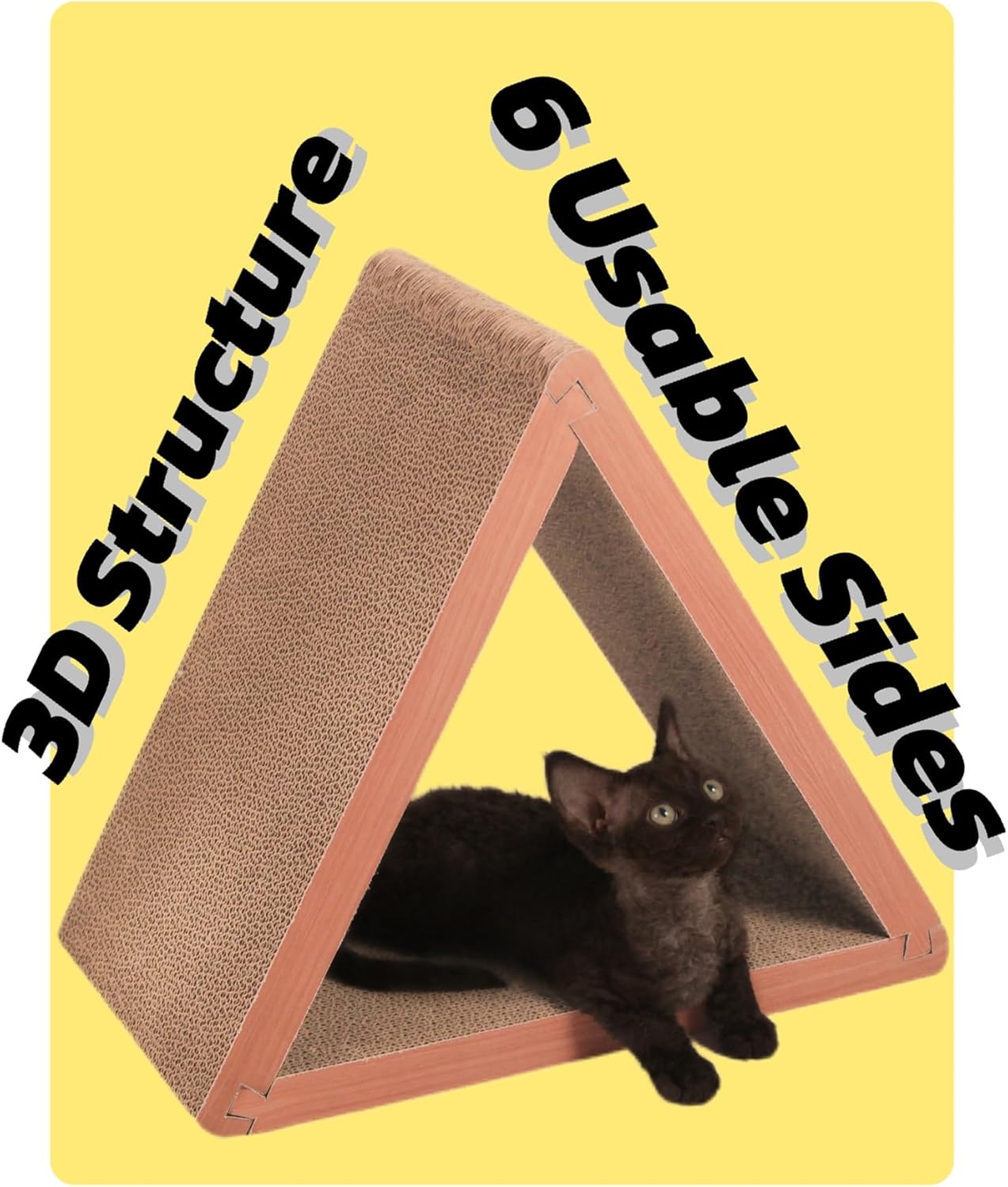 Cat Scratcher Cat Scratching Board - Foldable - Triangle, 6 Usable Sides Scratchers for Indoor Cats, Vertical Cat Scratch Pads(Pack of 3)