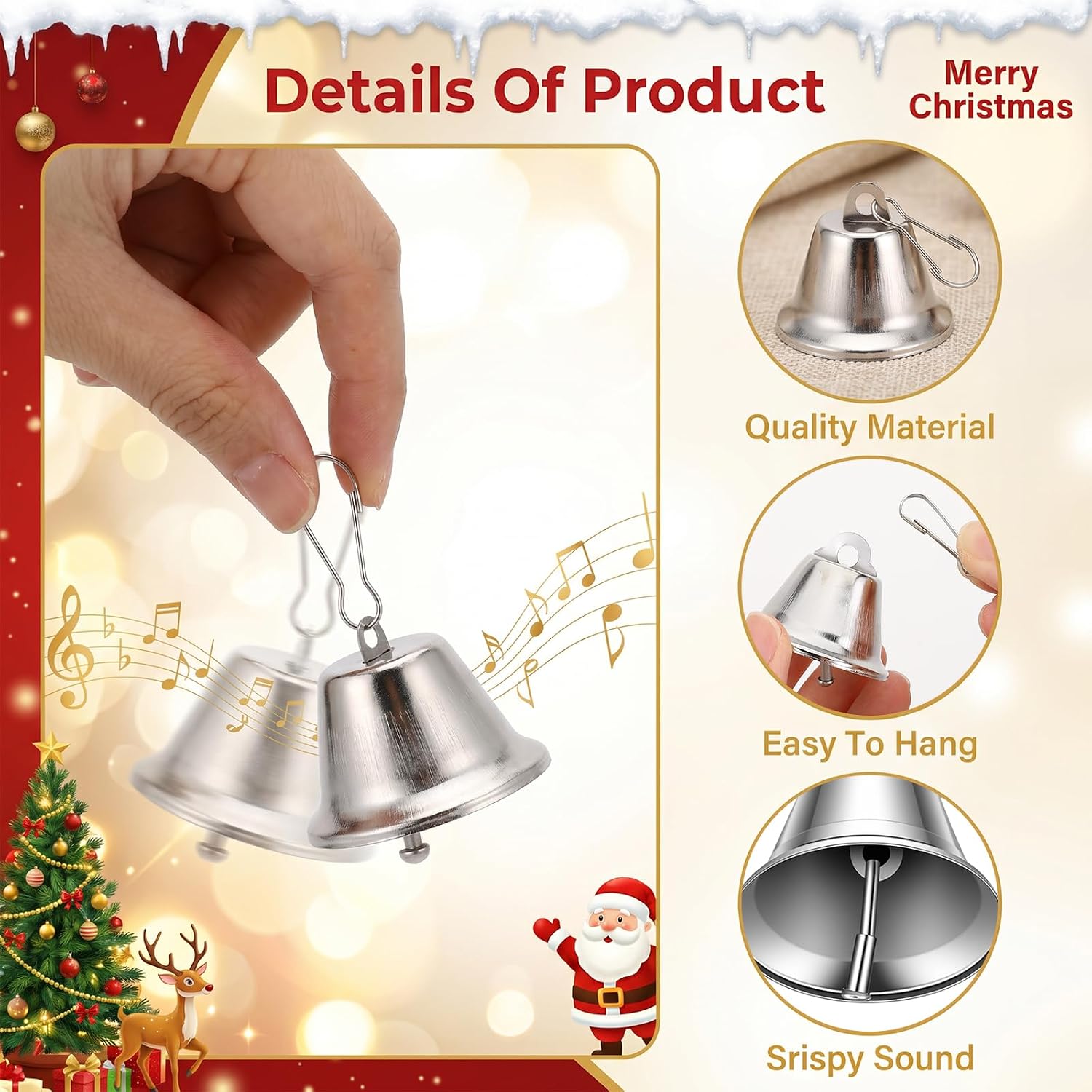 100 Pcs Silver Bells for Crafts, Silver Wedding Bells