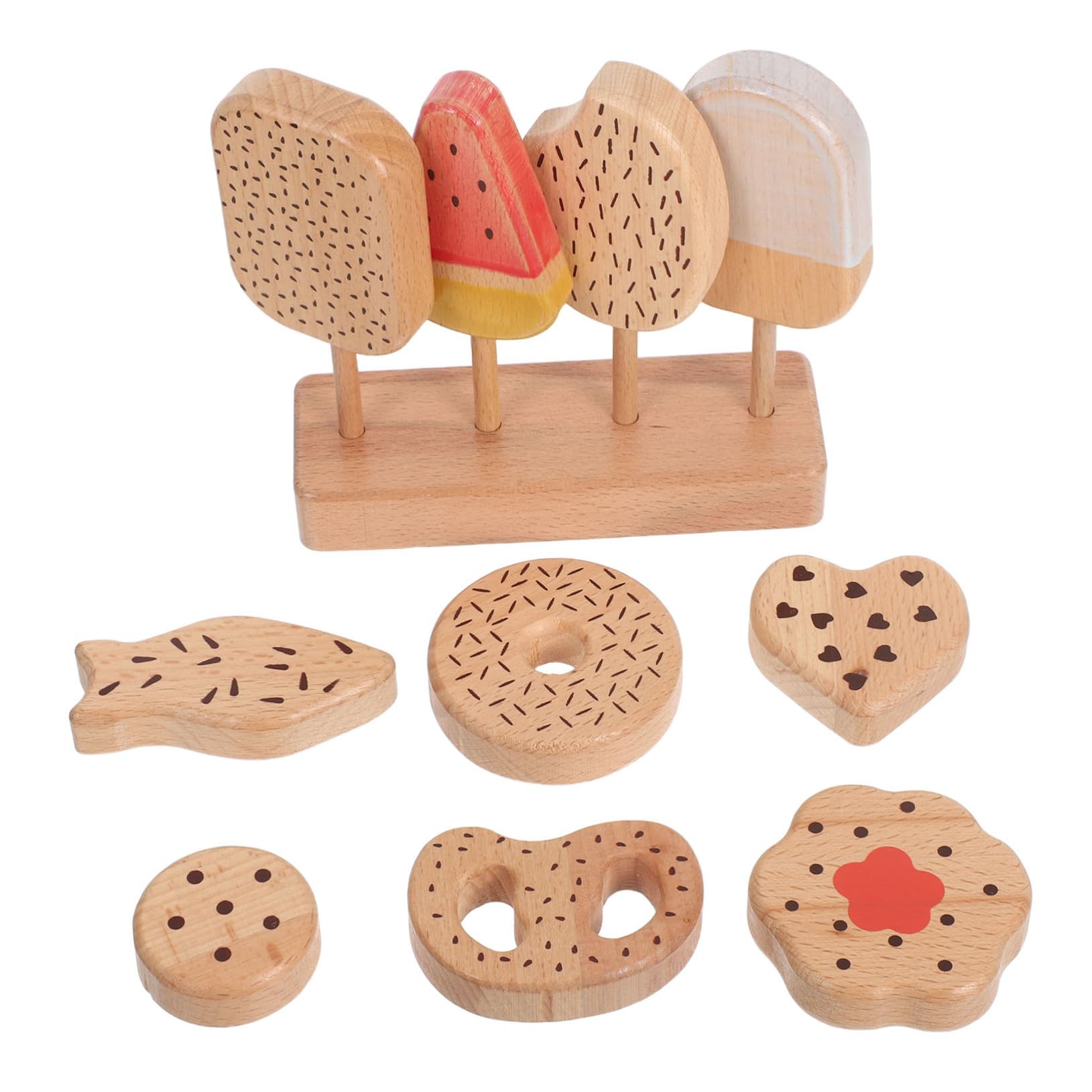 Giocattoli in Legno per Ragazzo Ragazza Giocattolo di Gelateria e Cibo Finto Set da Cucina per Simulare Gelato Giochi di Ruolo Utensili da Cucina per Immaginazione dei Ragazzo
