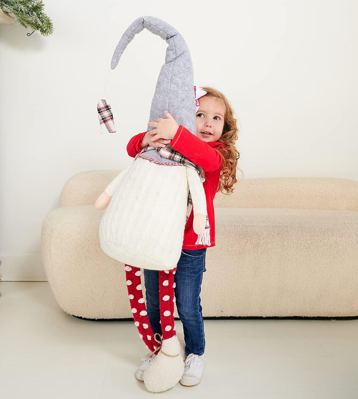 MUD PIE Christmas Extra Large Dangle Leg Gnome, Multi, 51" x 8"