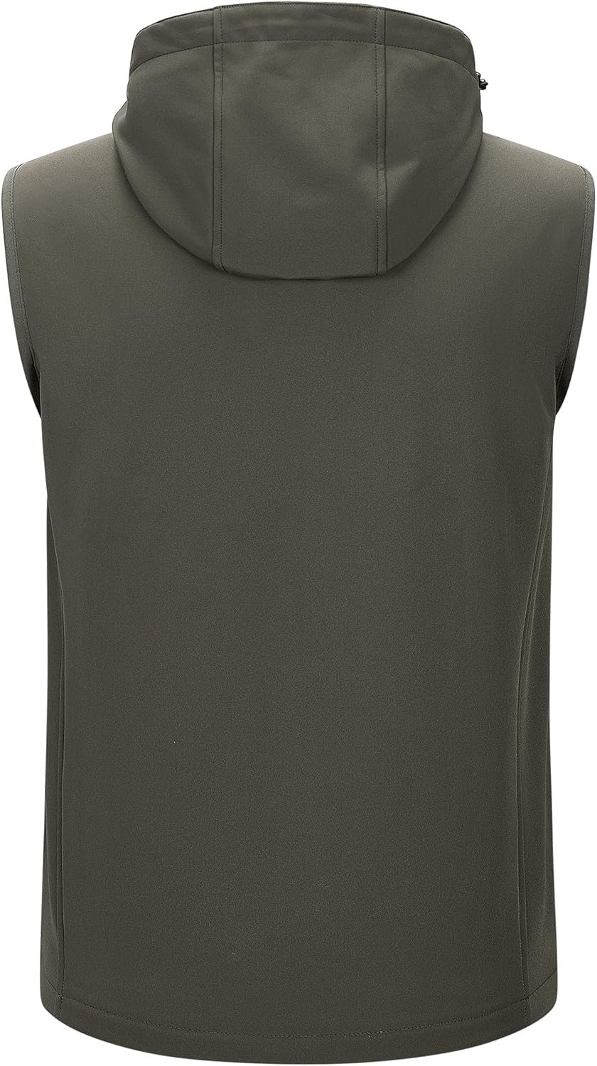 33,000ft Men's Lightweight Softshell Vest Hooded Outerwear Zip Up Fleece Lined Windproof Sleeveless Jacket for Golf Running - Image 6