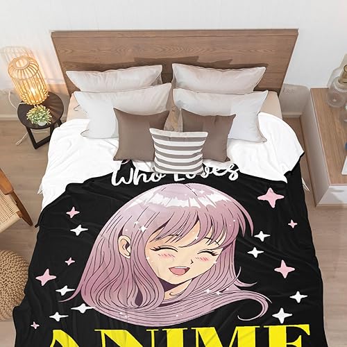 Miniatura 3 de Just A Girl Who Loves - Manta ligera de franela polar de dibujos animados, acogedora manta de microfibra de felpa para todas las estaciones para