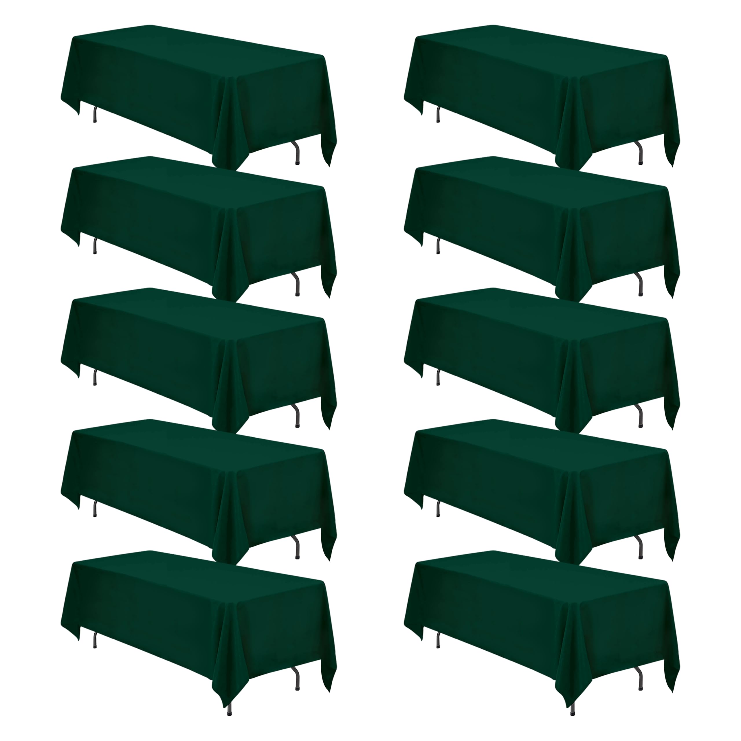 BRILLMAX 10 Pack Hunter Green Tablecloth 70x120in for 6-8ft Rectangle Table