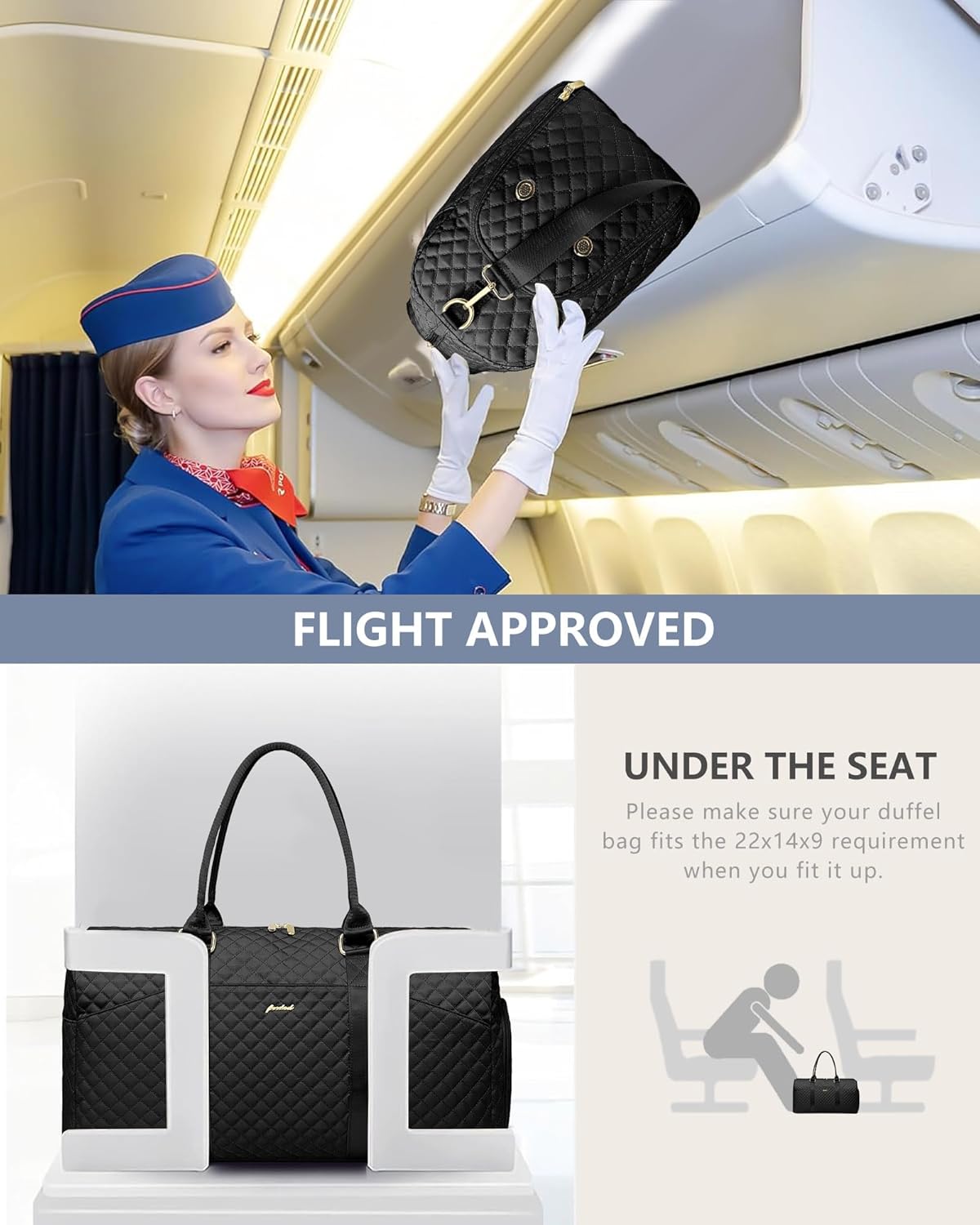 Women Weekender Travel Duffle Bag: Travel Duffel Overnight Bags with Shoe Compartment Large Carry on Tote with Toiletry Bag Weekend Traveling Yoga Gym Hospital Bag for Women with Wet Pocket Black - Image 8