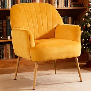 Velvet Accent Chair, Modern Upholstered Single Sofa Side Living Room Cha...