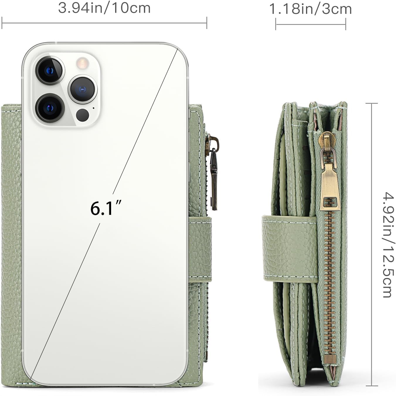 GAEKEAO Small Wallets Woman RFID Blocking Leather Bifold Card Holder Wallets with Zipper Pocket Removable ID Window - Image 3