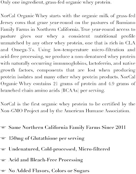 NorCal Organic Grass-Fed Classic Whey, Unflavored, Lecithin-Free, 2 lb