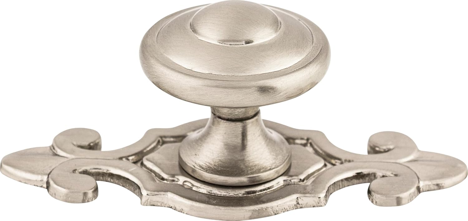 Top Knobs M2135 Britannia Collection 1-1/4" Canterbury Knob w/Backplate, Brushed Satin Nickel