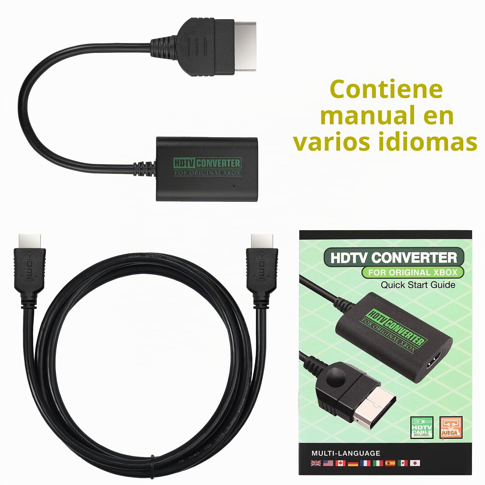Convertidor de Xbox a HDMI Entrada 480p 720p 1080i Carcasa de Aluminio Plug & Play Compatible con TV HDTV Monitor y Proyector