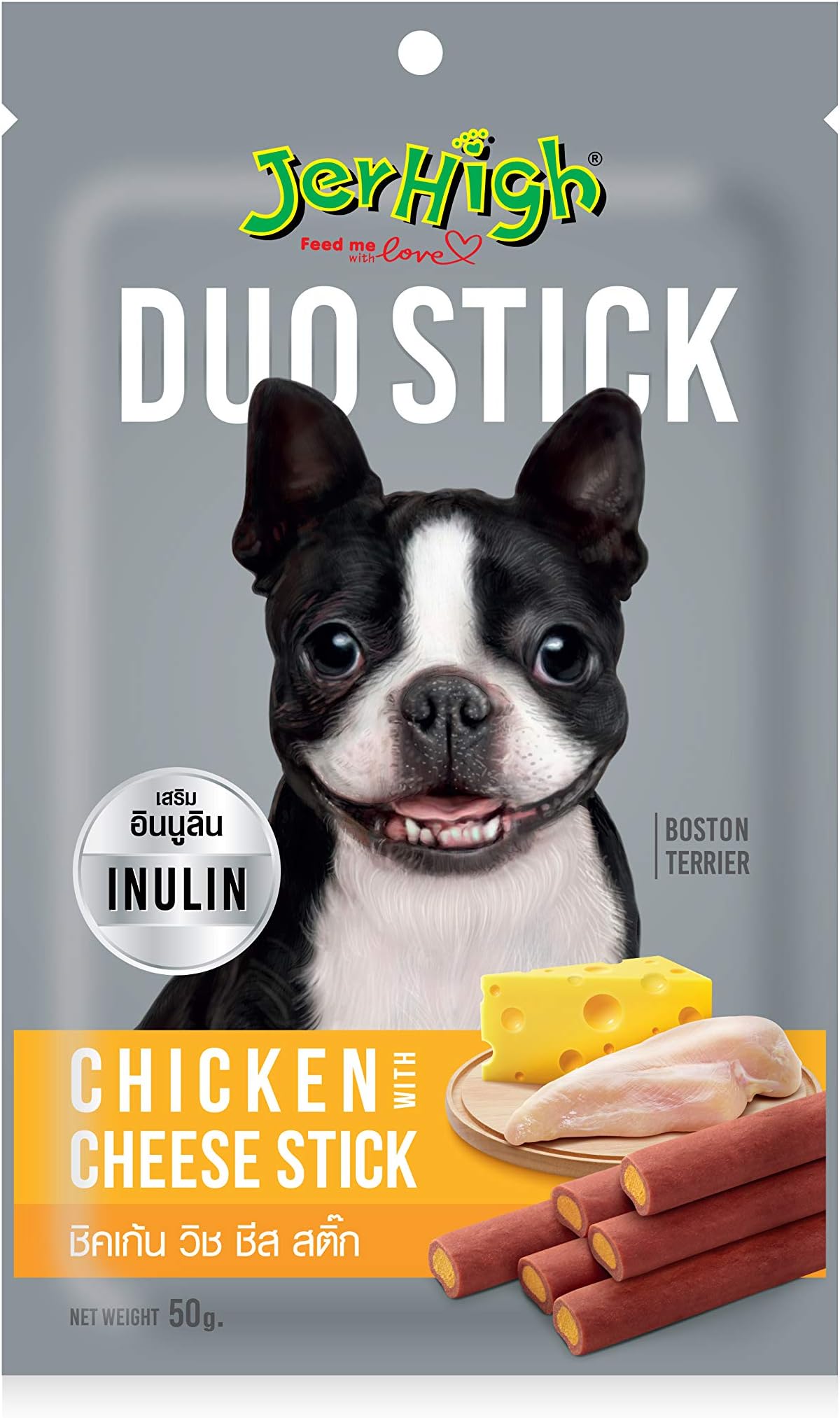 2 Flavor in 1 Stick Dog Treat Duo Chicken with Cheese Snack 50 g