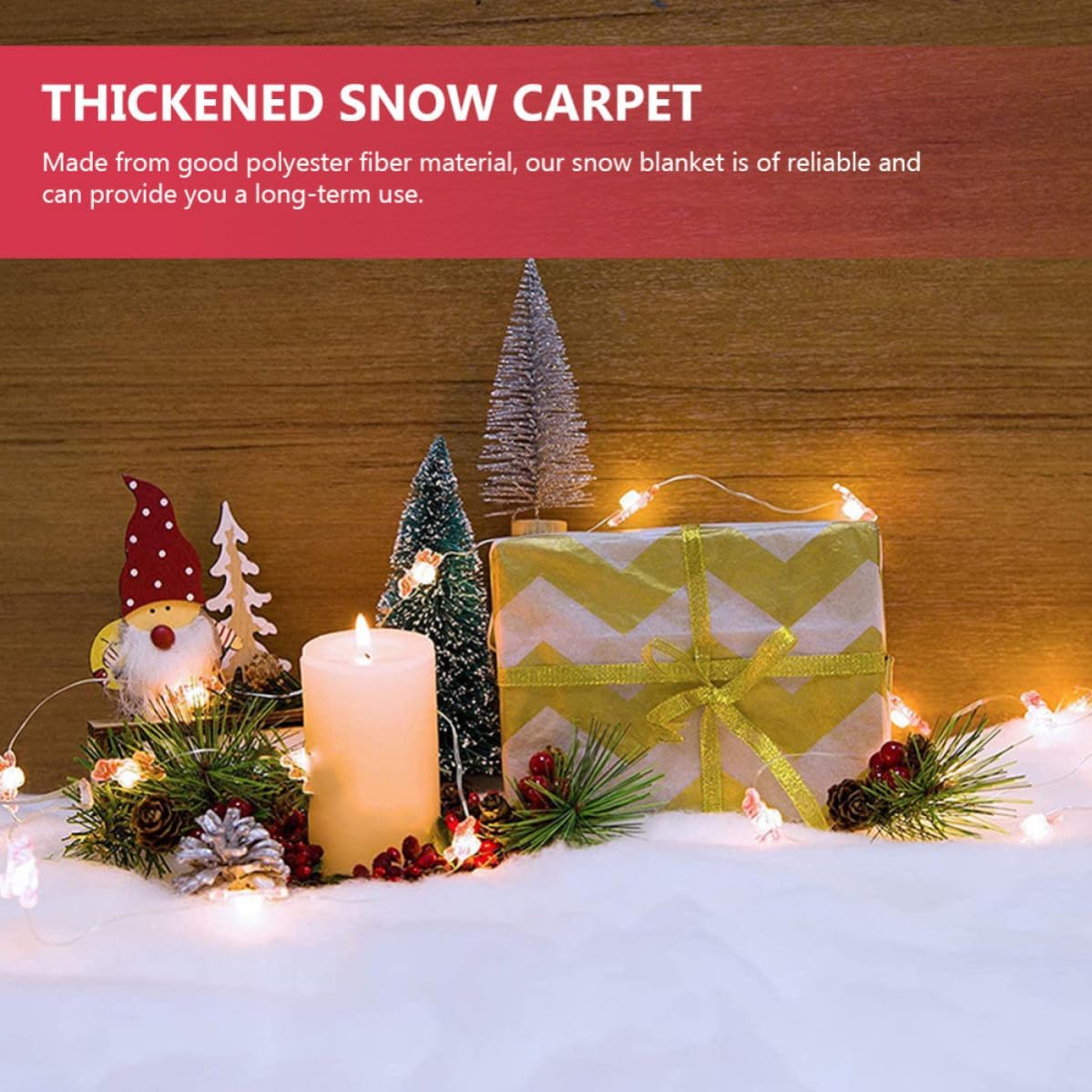 2pcs Thickened White Artificial Snow Blanket for Christmas Decoration, Fluffy Polyester Fiber Snow Carpet, Lightweight and Finely Processed, for DIY and Holiday Scenes