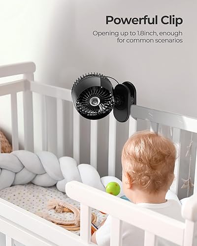 Miniatura 4 de Koonie Ventilador USB con clip, viento fuerte, ultra silencioso, pequeño ventilador de escritorio con abrazadera fuerte, ajustable de más de 360, 3