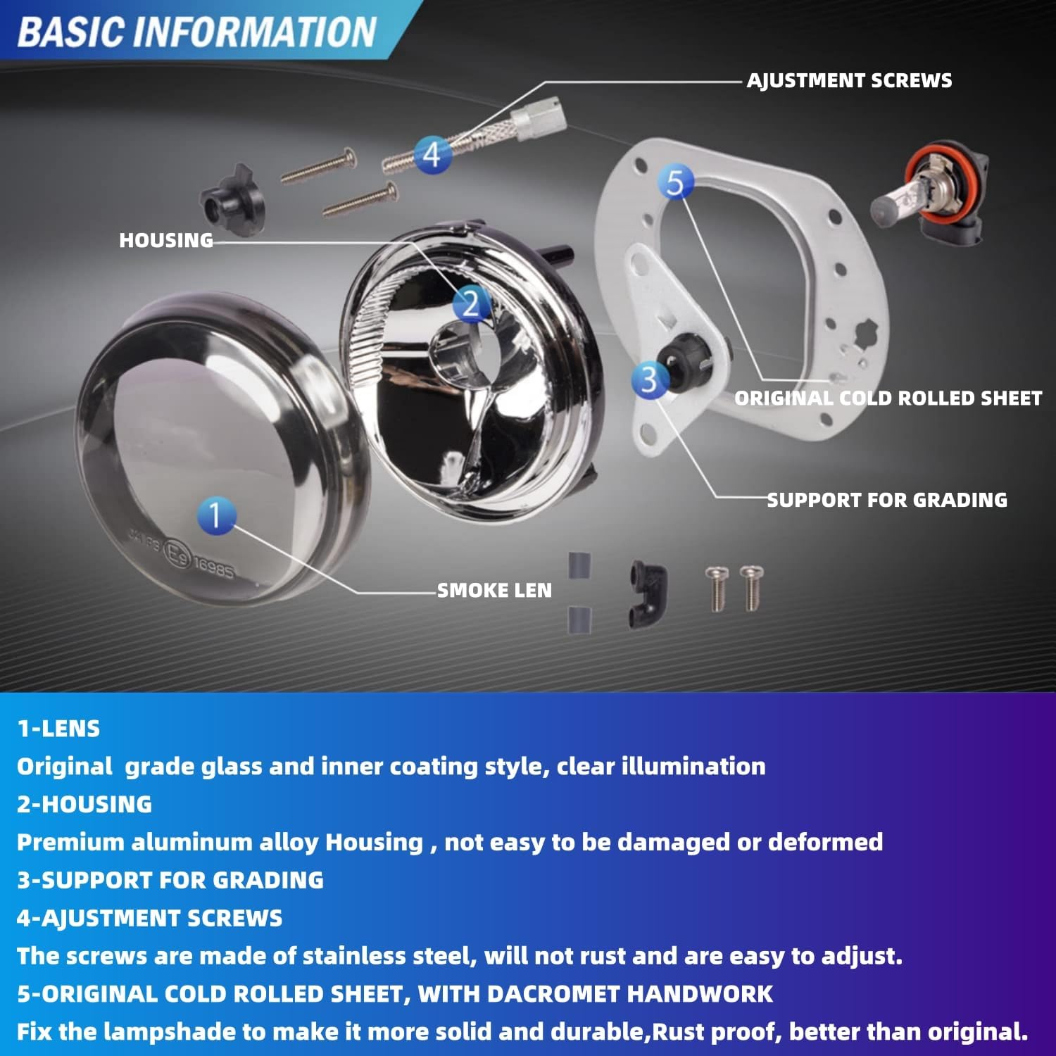 Fog Lights for Mercedes Benz C250 C300 C350 CL550 CL600 CLK350 ML320 ML450 ML550 R350 SLK300 SLK350 C63 CL63 CL65 CLK55 CLK63 ML63 SL63 SL65 SLK55 AMG, W204 W216 C209 1 pair (Smoke Lens)