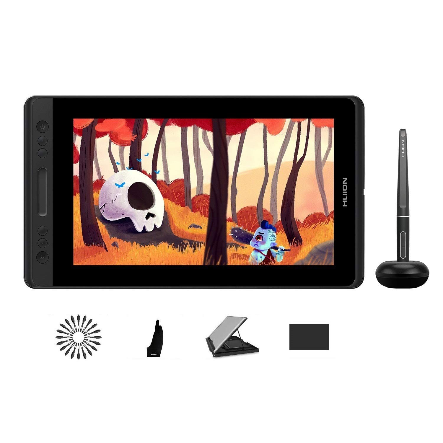 HUION KAMVAS PRO 13 Grafiktablett mit Display 13,3 Zoll Grafikzeichnungsmonitor, voll laminiert, mit verstellbarem Ständer, 4 Expresstasten und 1 Touch-Bar Ideal für Home-Office & E-Learning