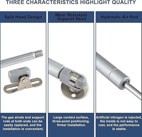 Miniatura 3 de Soporte de elevación de puntal de gas de 120N26 libras, resorte de gas hidráulico de 10 pulgadas, soporte de elevación de seguridad, soporte