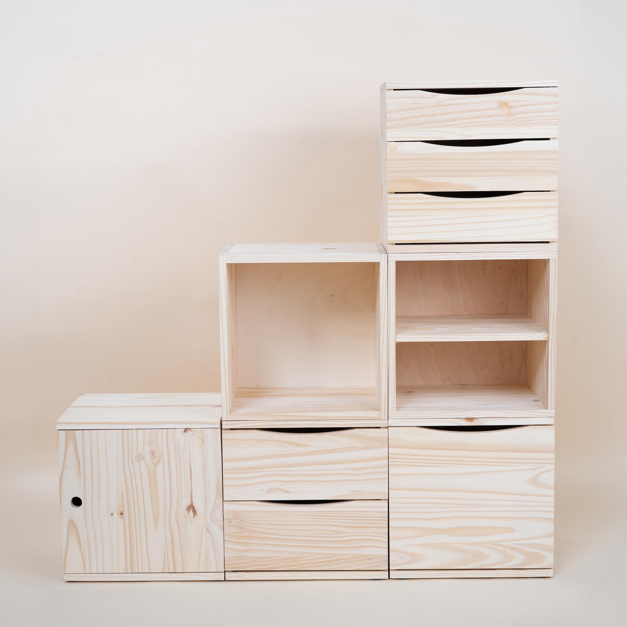 Regalwürfel "Modulable" | Kiefer Massiv | Verschiedene Ausführungen | Würfelmodul aus Vollholz | Korpus Kiefernholz | Holzmöbel | Organisation (Modul 2)