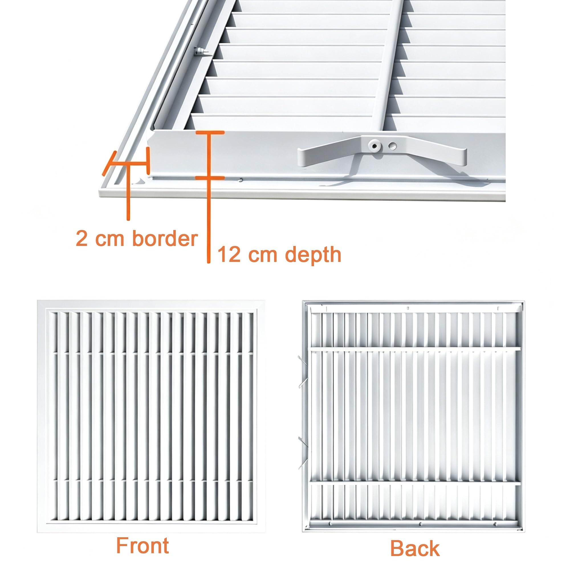 Griglia Di Ventilazione In Alluminio Con Clip A Molla | Griglia Di Ventilazione Lineare Senza Viti Per Mobili E Pareti, Per Ventilazione A Parete E A Soffitto(300x300mm)