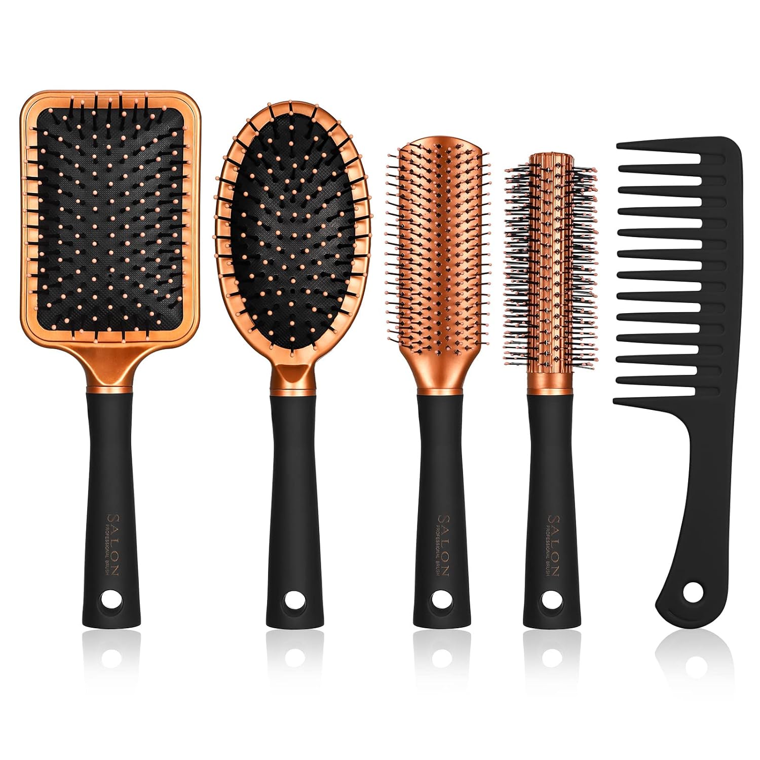 QUEEN KING 5 Pcs Hair Brush Set,Hair Brushes for Long Hair