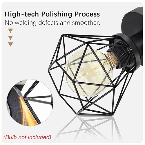 Miniatura 3 de Mini lámpara de mesa industrial, lámpara de escritorio de jaula de metal negro regulable para espacios pequeños, base de 4.7 pulgadas, se adapta a