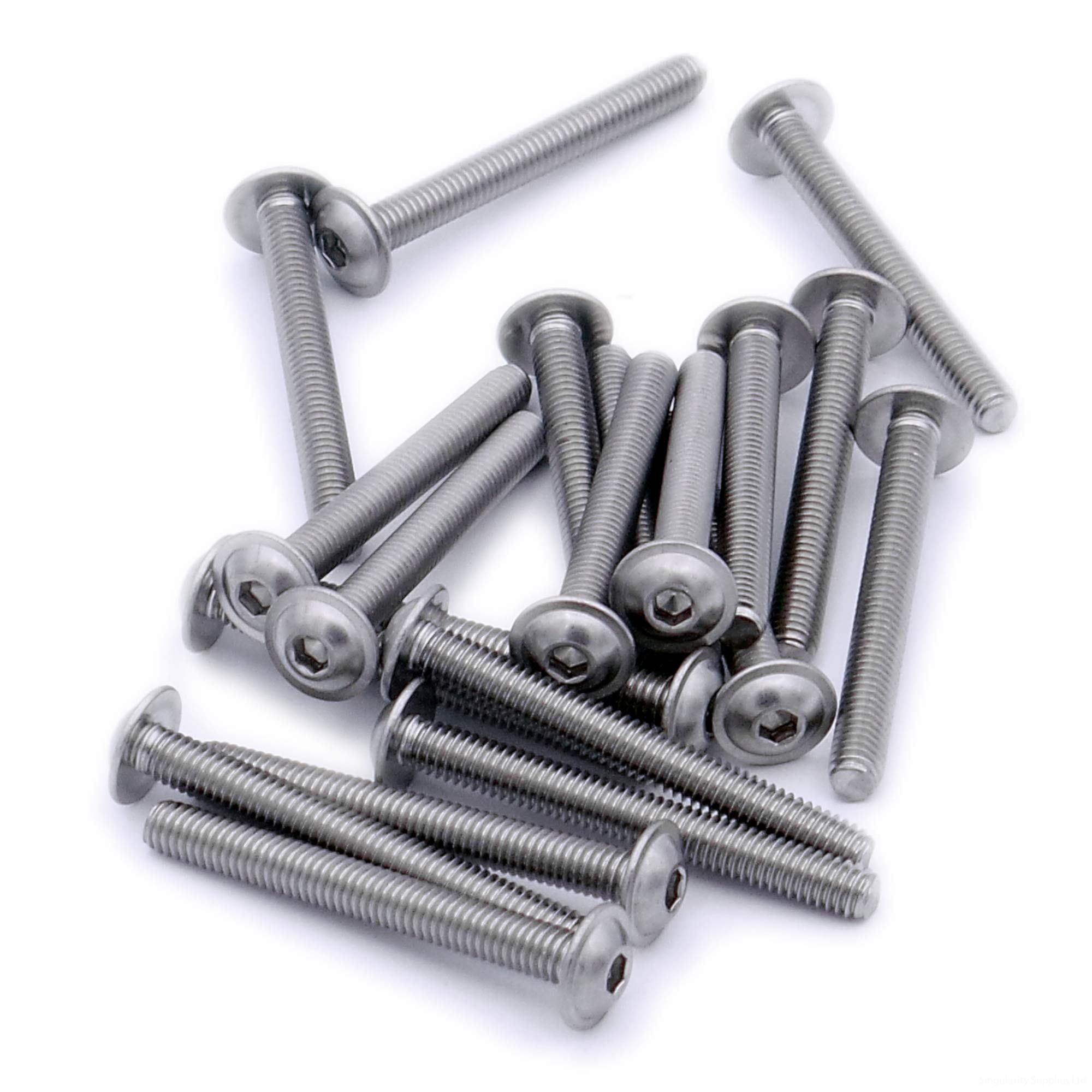 Singularity Supplies Silver M6 (6Mm X 12Mm) Flanged Hex Socket Button Machine Screw (Bolt) - Stainless Steel (A2) (Pack Of 20)