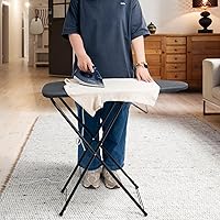 Vista 8 de Duwee Tabla de planchar pequeña de 13 x 35 pulgadas con cubierta resistente al calor, tabla de planchar compacta plegable, ligera, fácil de Negro
