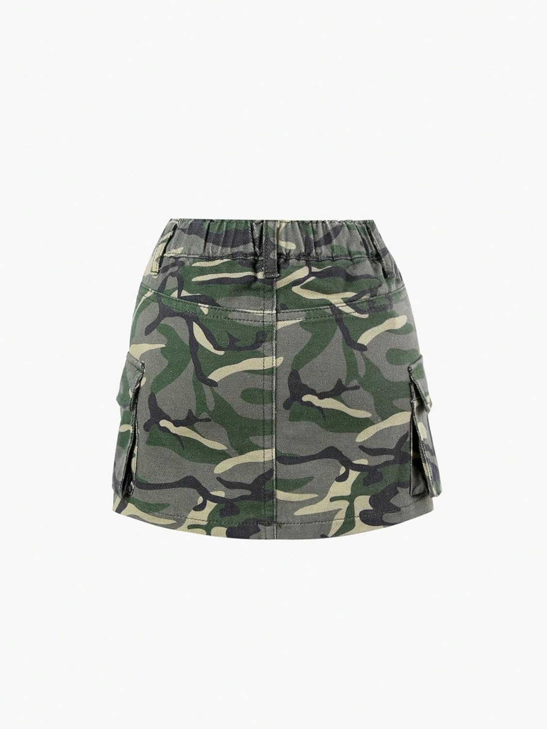 WDIRARA Toddler Girl's Camo Print Mini Cargo Skirt Elastic High Waist Flap Pocket Casual Mini Skirts - Image 2