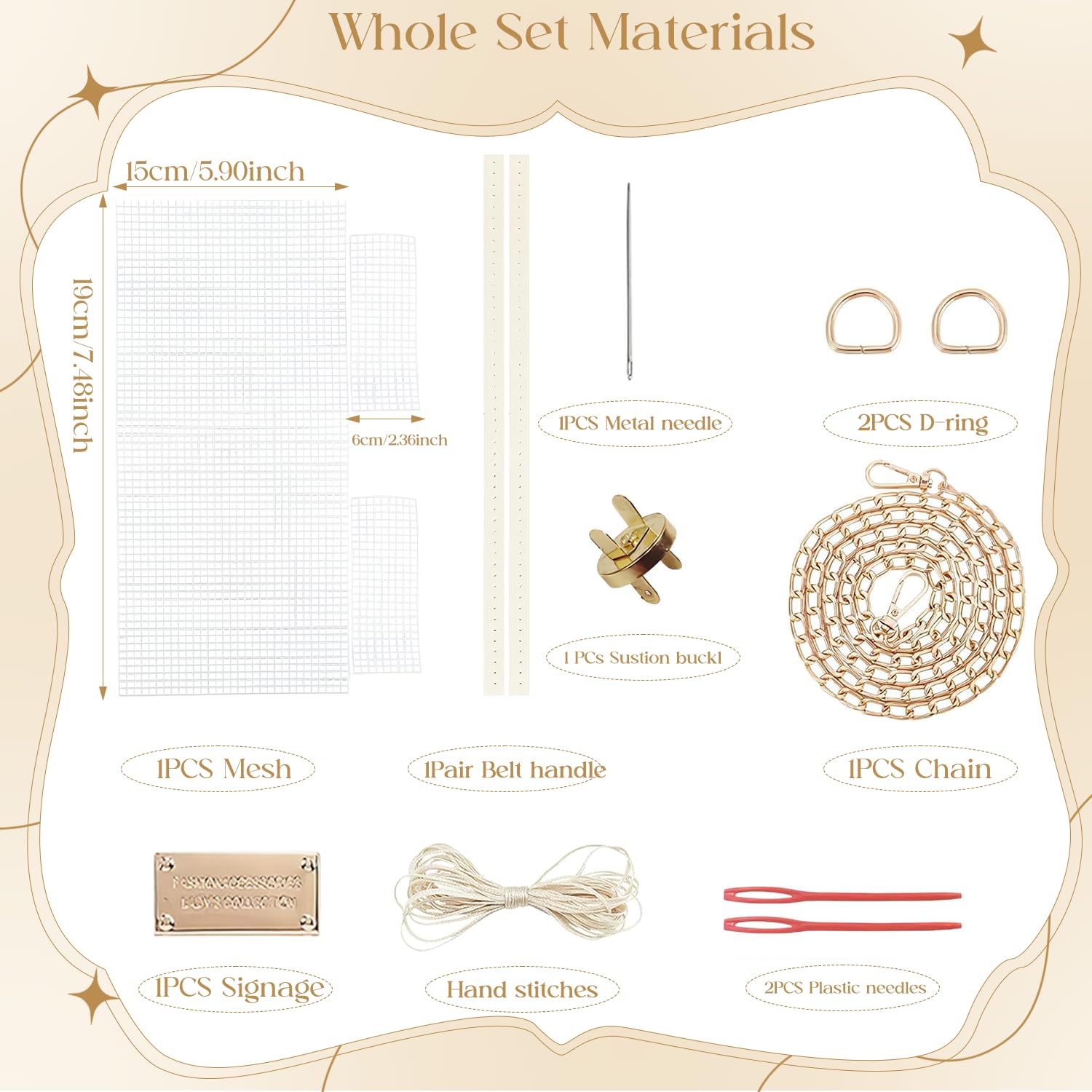 BendJoy® Crochet Kit for DIY Handbag, Mesh Plastic Canvas Sheet for Bag Making, Shoulder Bag Making Materials for Women (Without Yarn), White