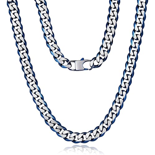 YAMI Mens Cuban Link Chain, Stainless Steel Cuban Link Curb Chain Necklace for Men/Women, 6/8/10/12MM Diamond-Cut 18/20/22/24 Inch Two Tone Boys Necklace Jewelry Gifts