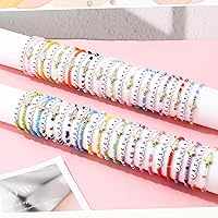 Vista 3 de Juego de 48 pulseras de la amistad para niños, coloridas pulseras ajustables con cuentas, bonitas pulseras elásticas