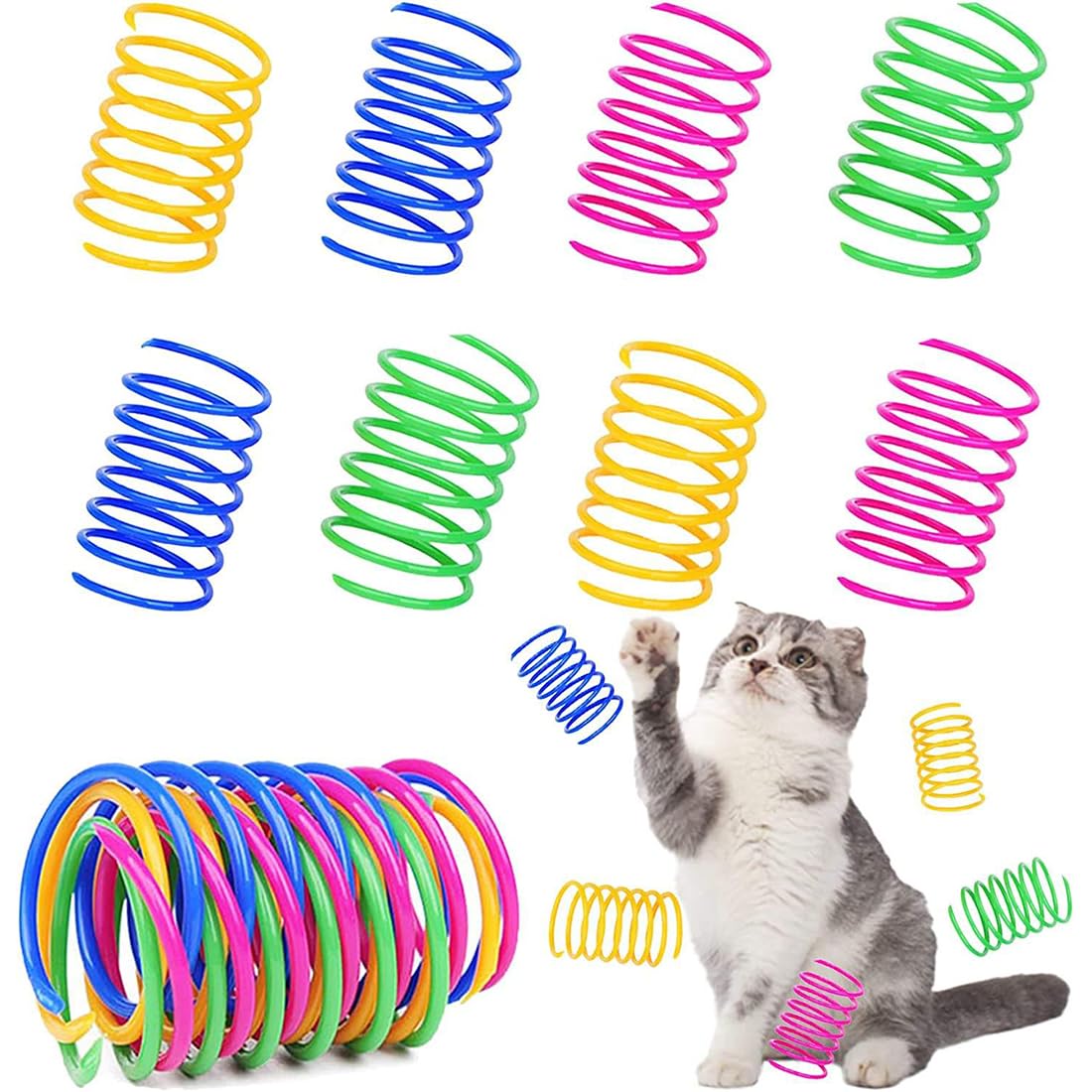 INGJIA Juguetes para Gatos - 20Pcs Muelles Gato - Juguete Gato - Juguetes Gatos - Muelle Juguete - Gato Interactivo