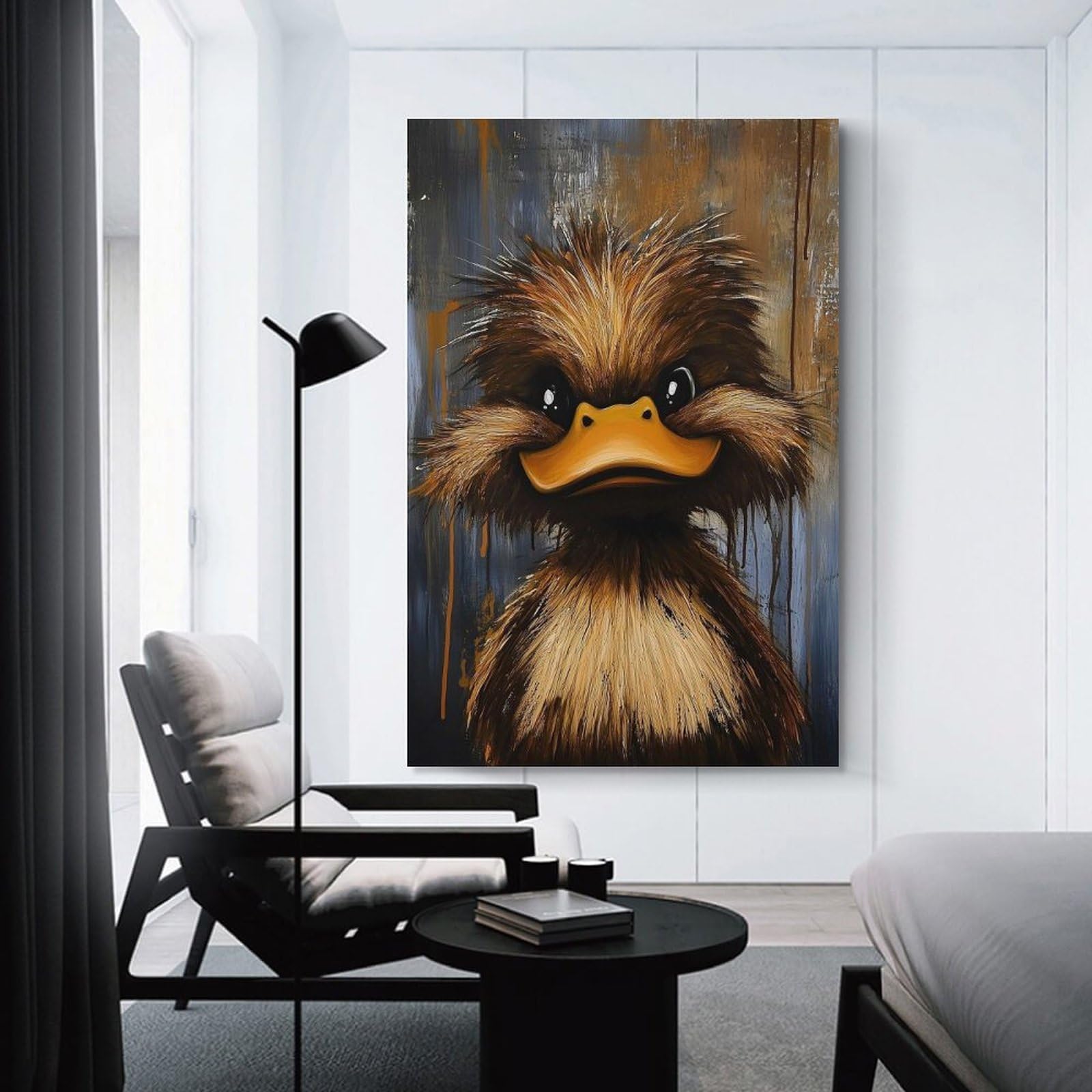 Junmoney Room Decor Wall Art Cute Duck Painting, 24x36inch(60x90cm), for Hallway, Bedroom Or Modern Interiors, Gift Idea for Housewarming And Birthdays