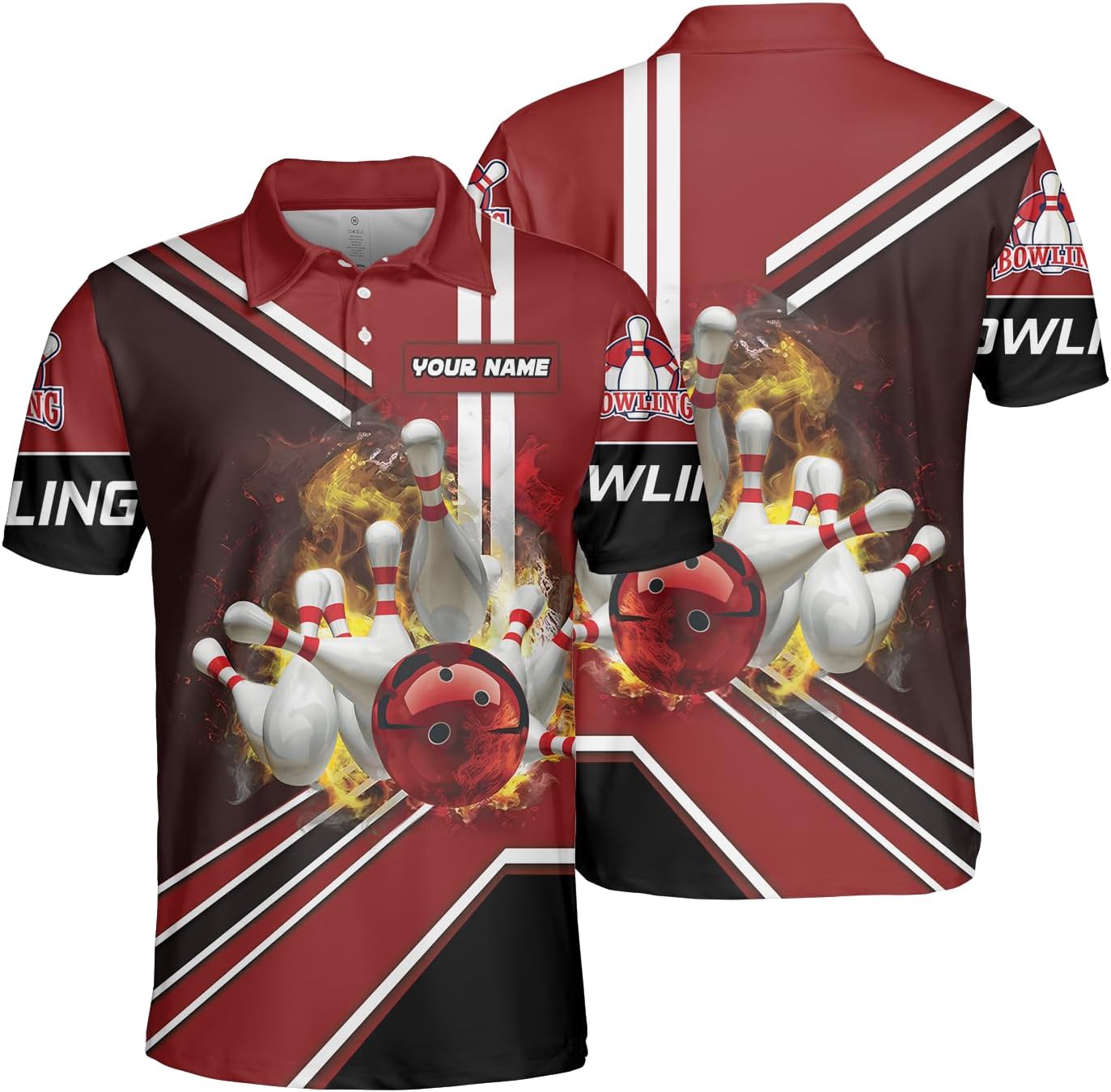 Pamaheart Personalized Name and Team Name Bowling 3D All Over Print Shirt for Men Women Team Player, Bowling Shirts for Men
