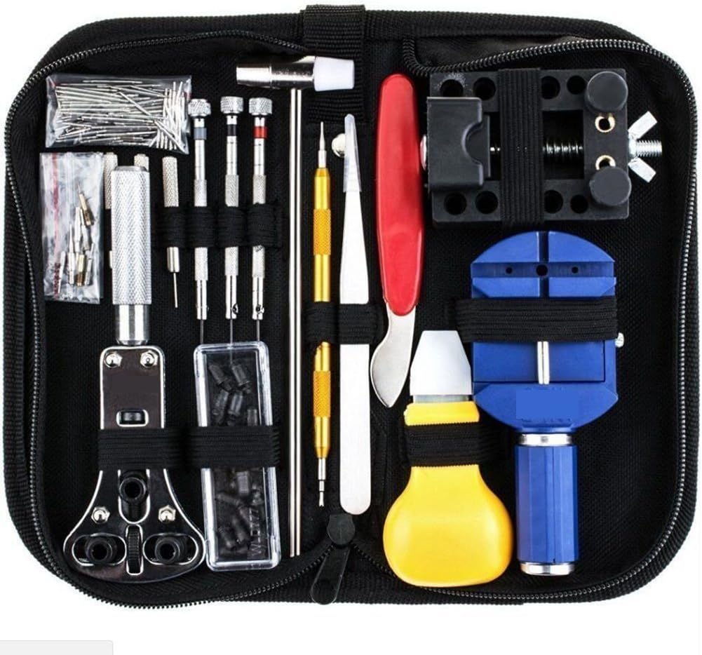 Mingou 147 PCs Watch Repair Tool Kit Set Mingou Professional Spring Bar Tool Set Watch Link Pin Tool Back Case Opener Watch Maintance Kit