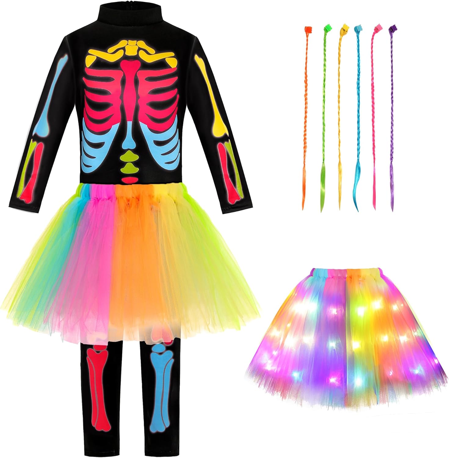 Soyoekbt Girls Skeleton Costume Punk Skeleton Outfit for