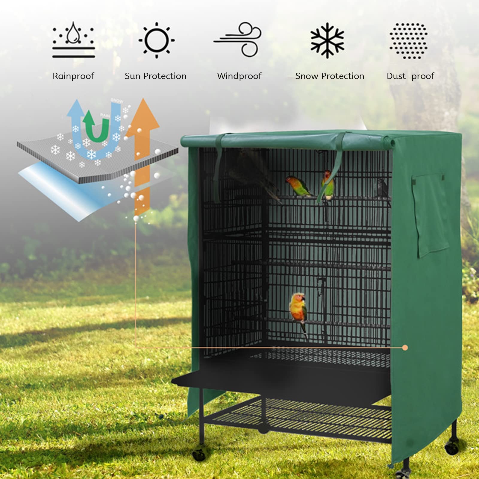 Funda para Jaula De Pájaros, Cubierta Grande para Jaula De Pájaros,Buena Noche Jaula De Aves Cubierta,Funda para Jaula De Loros Grande,Protección contra El Viento, Resistente Al Polvo