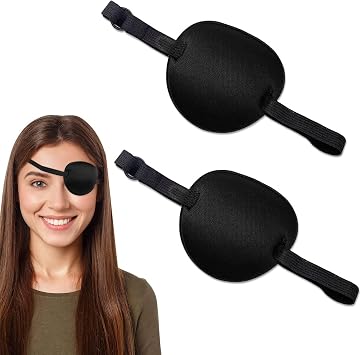2 Pcs Eye Patch for Adults Kids,3D Adjustable Eye Patches for Amblyopia Lazy Pirate CostumeBlack