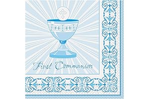 Blue First Communion Napkins - 13' x 13'