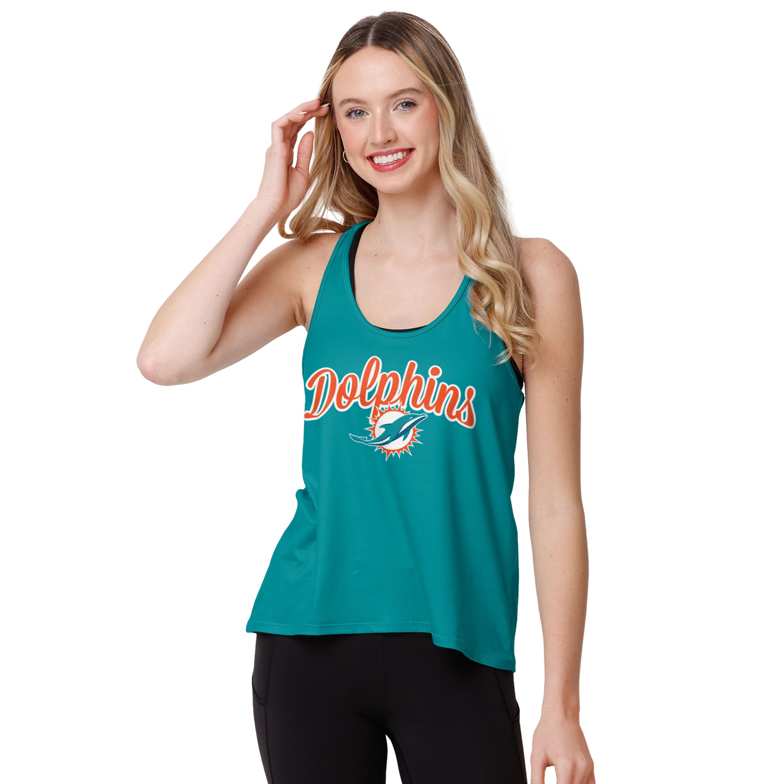 FOCO NFL Womens NFL Ladies Fashion Wordmark Team Stripe Sleeveless Tank Top Shirt