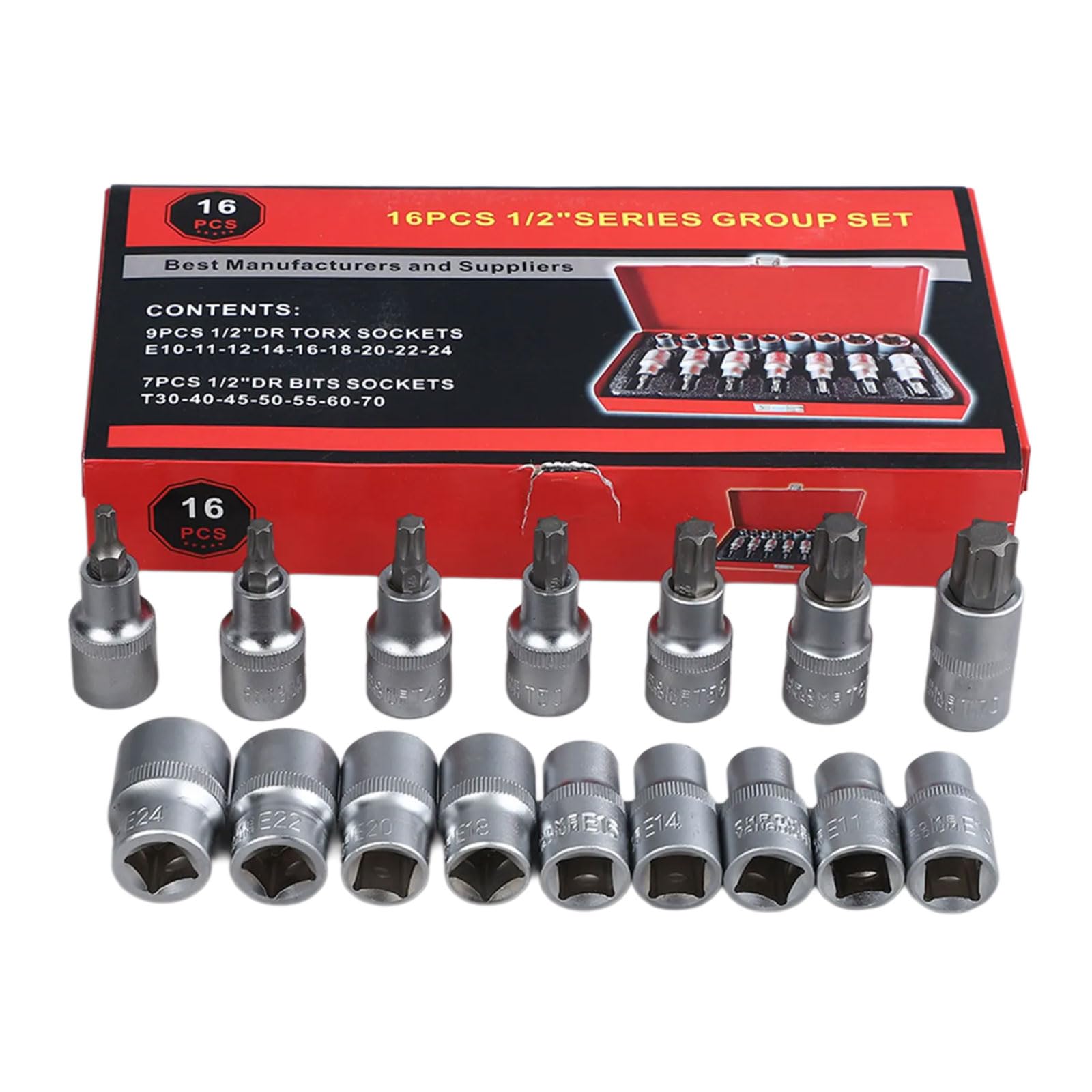 Piceioep Professional Ratchets Spanner Set 1 / 2Inch Drive Automotive Repair Wrench Storage Case Socket Wrench Set