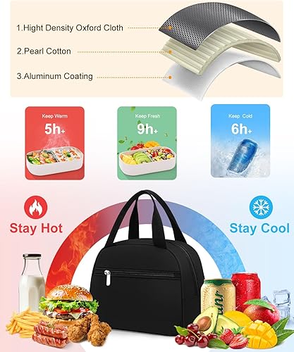 Miniatura 6 de Bolsa de almuerzo, bolsa de almuerzo aislada para mujeres y hombres, lonchera impermeable, bolsa de almuerzo de gran capacidad, reutilizable,