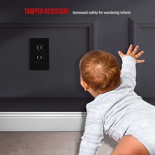 Miniatura 4 de ENERLITES SI8831-BK-SL - Placa decorativa sin tornillos para tomacorriente, segura para los niños, 1entrada, 4.68 x 2.93pulgadas, policarbonato