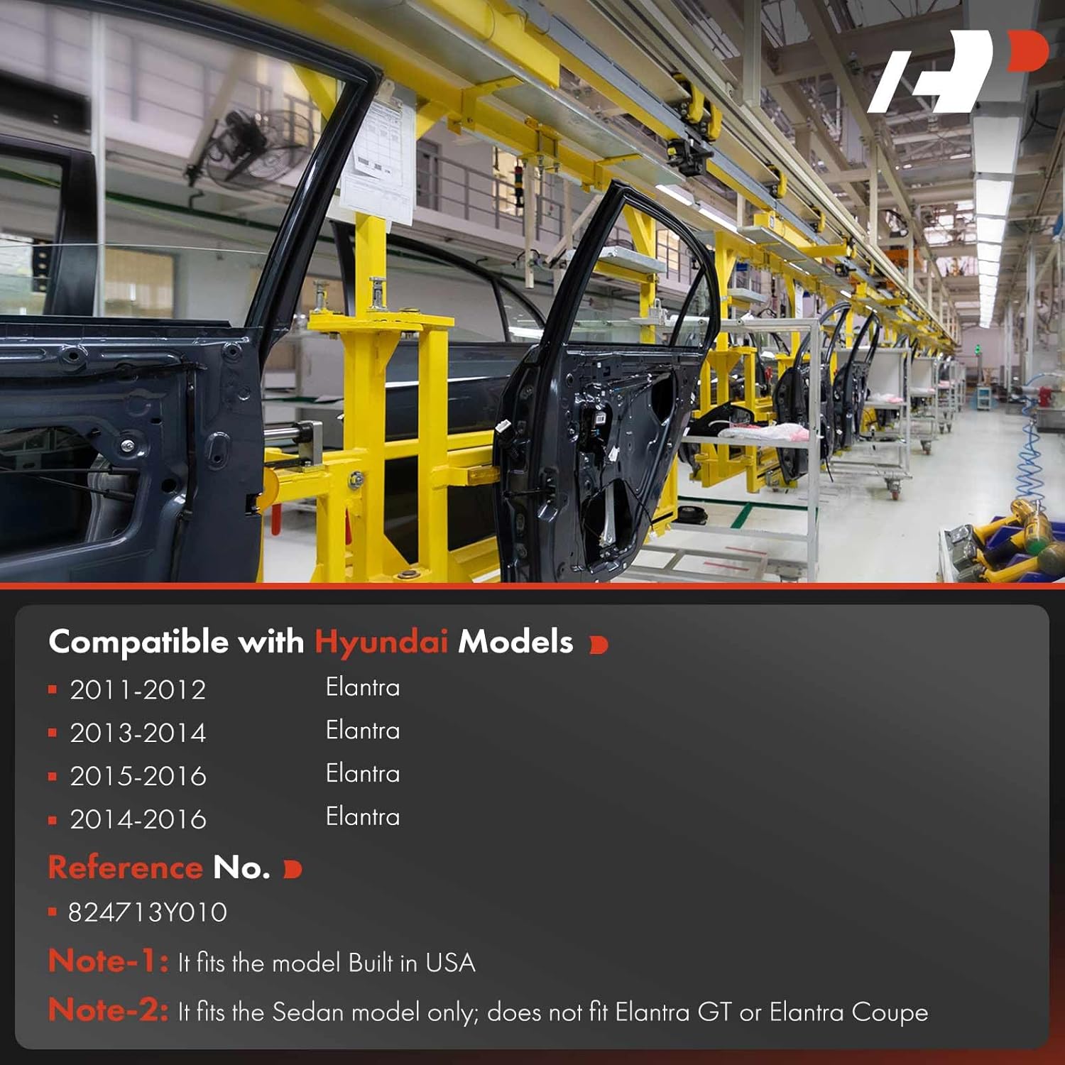 A-Premium Front Left Driver Side Power Window Regulator Without Motor Compatible with Hyundai Elantra 2011-2016, Sedan Only, Built in USA