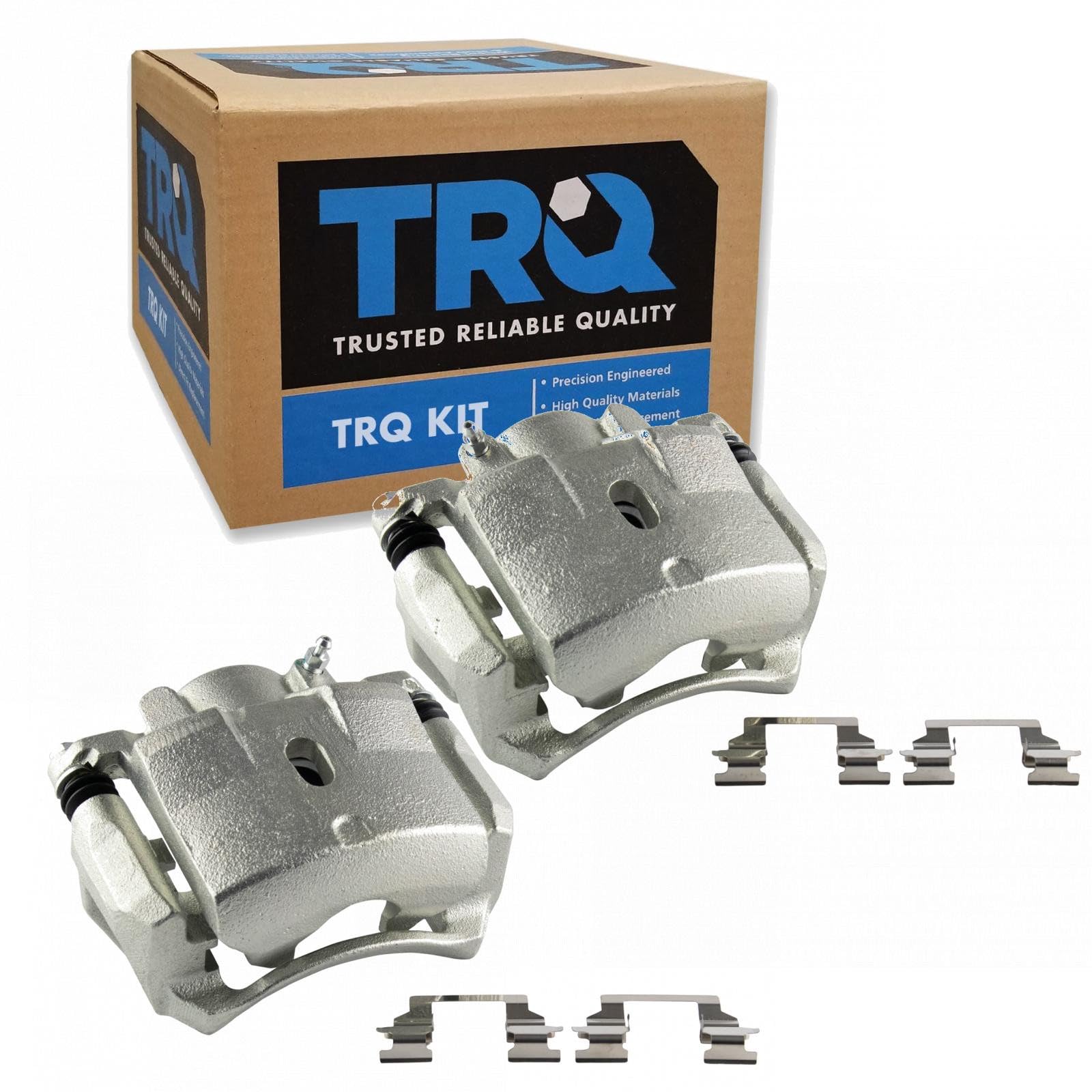 TRQ Front Brake Caliper Set Zinc Coated Brackets Hardware Compatible with 2006-2011 Chevrolet HHR 2004-2008 Malibu 2006-2007 Pontiac G6 2007-2008 Saturn Sky