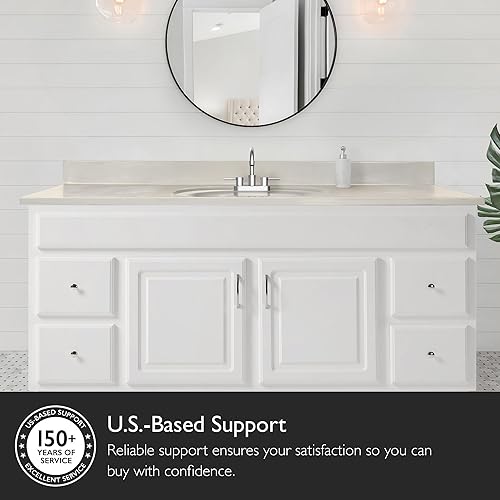 Miniatura 212 de Top de tocador de mármol cultivado de 19 pulgadas con protector contra salpicaduras, embalaje mejorado, remolino de marfil - Design House, 586263