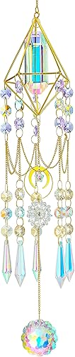 Miniatura 8 de H&D HYALINE & DORA Atrapasoles de cristal para colgar en la ventana, colgante de prismas de cristal, decoración de campanillas de viento, arco iris,
