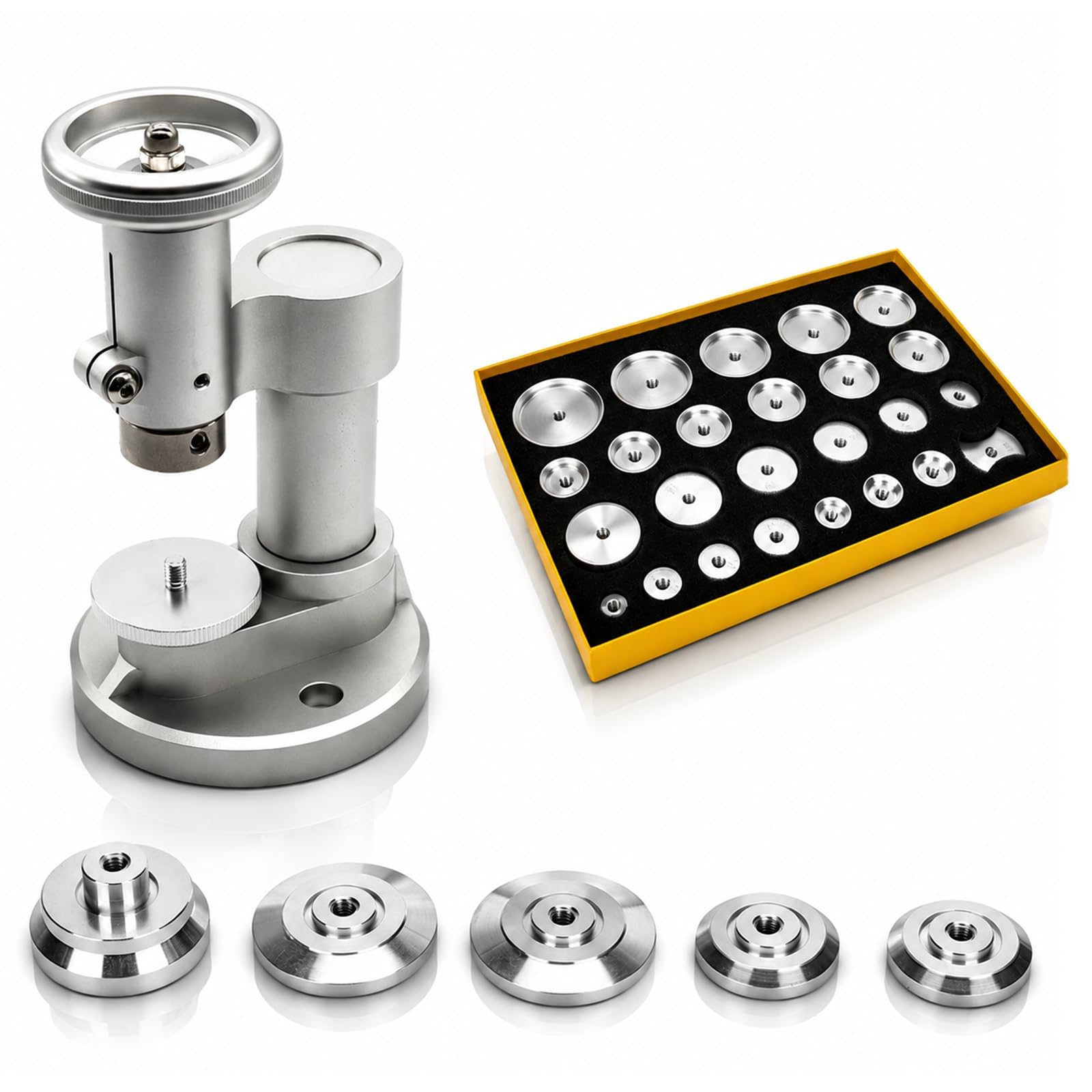 Herramienta para Cerrar la Tapa Trasera del Reloj con 25 moldes, Prensa Visible Invertida, para reemplazo de batería.